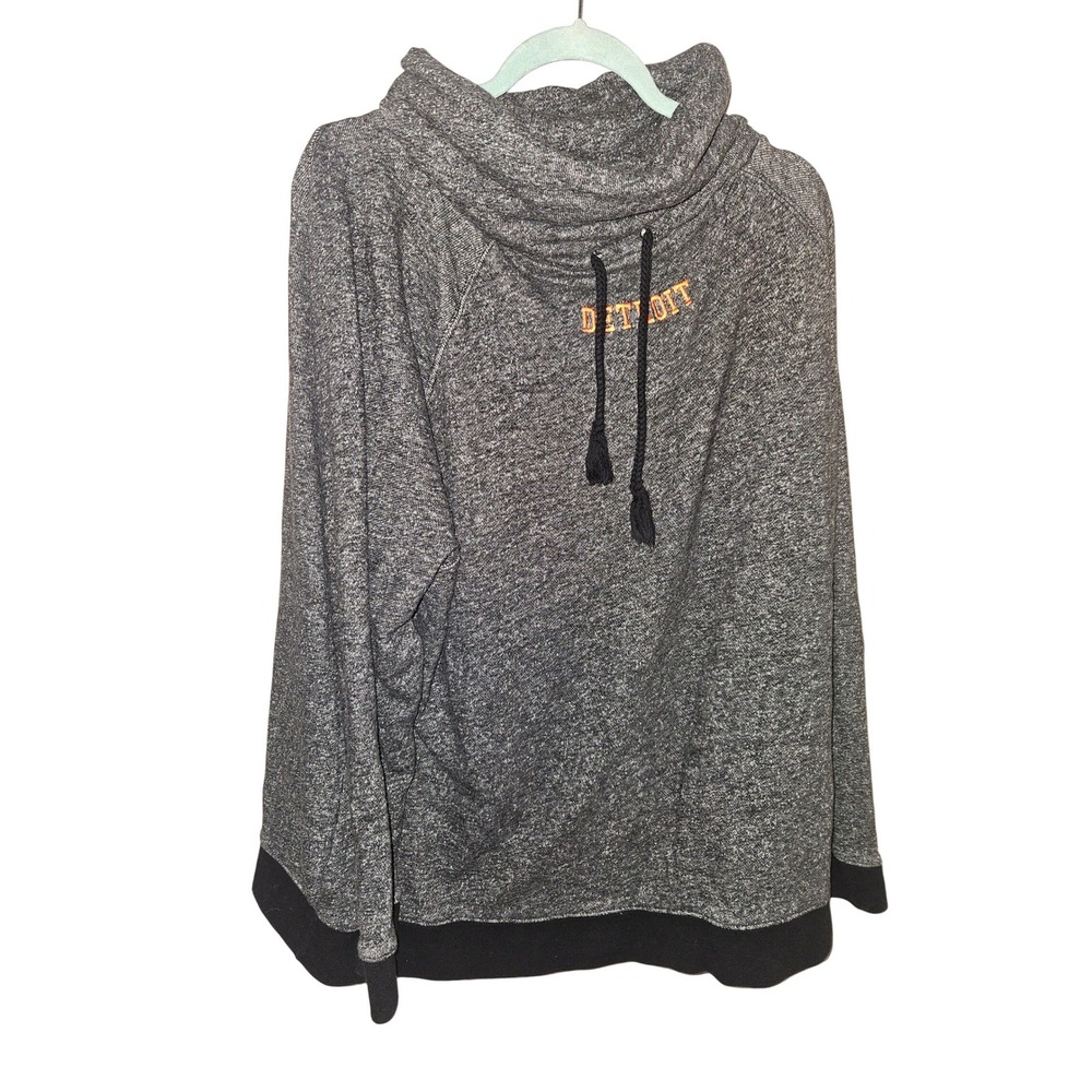 Enza Detroit Cowl Neck Sweatshirt Oversized‎ Gray Orange Michigan Graphic 3XL